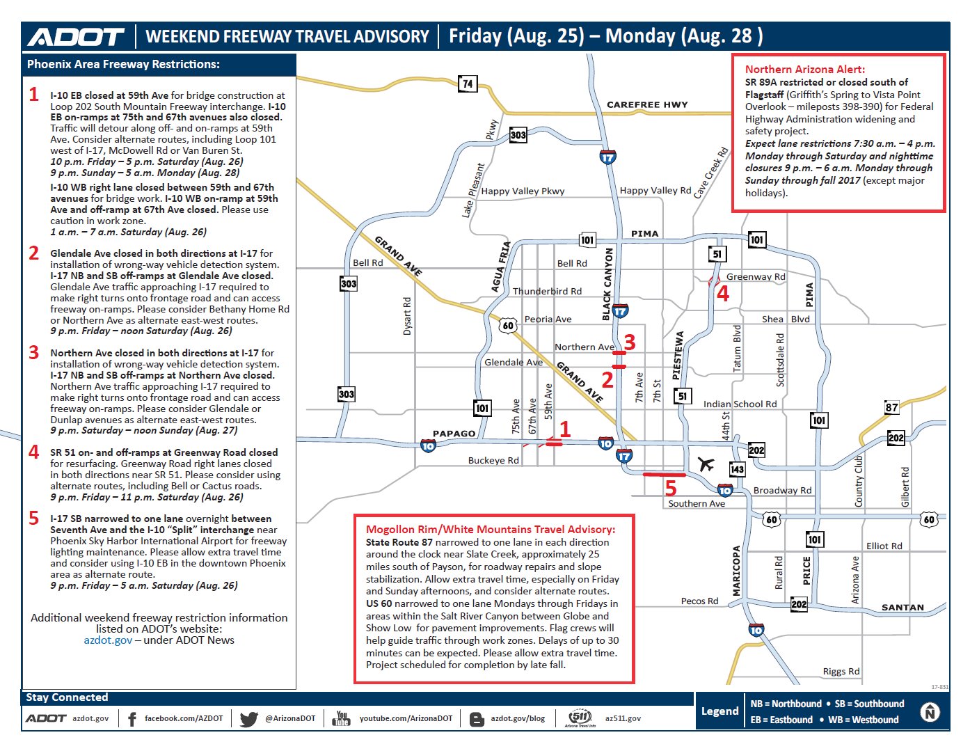 ADOT Weekend Freeway Travel Advisory (Aug. 25-28) - WSMV News 4