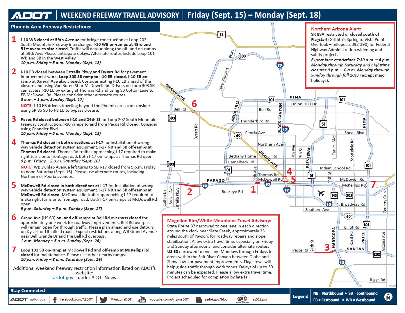 ADOT Weekend Freeway Travel Advisory (Sept. 15-18) - Arizona's Family