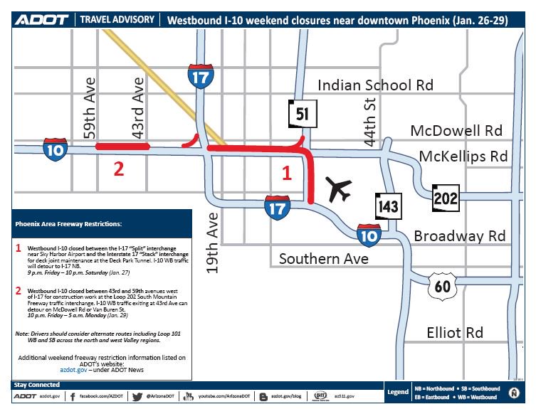 I10 Alert Westbound I10 closed in Phoenix this weekend Arizona's