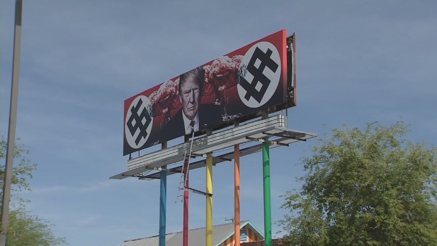 Controversial Trump billboard still looming over Grand Avenue after a year