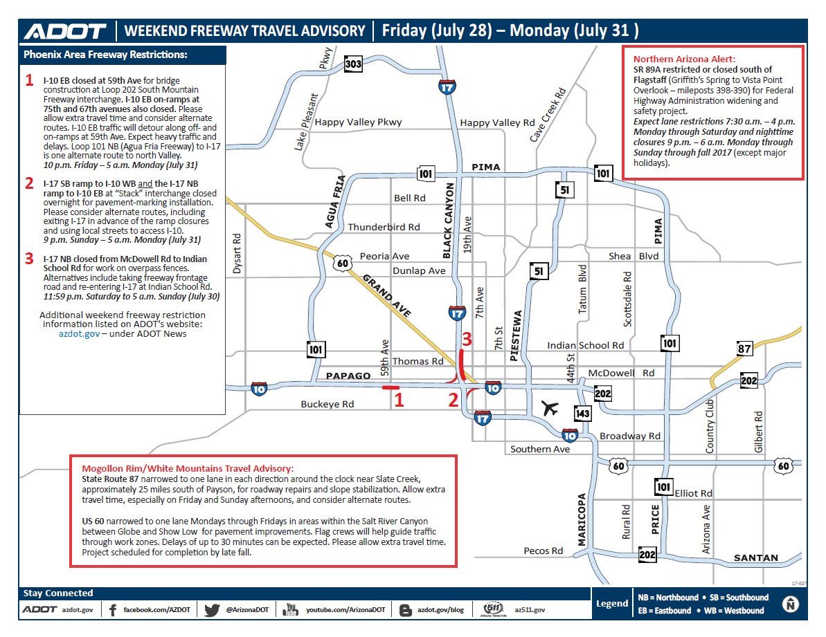 ADOT Weekend Freeway Travel Advisory (July 28-31) - 3TV | CBS 5